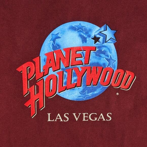 Vintage Planet Hollywood Las Vegas 90s Maroon 1991 Made in USA Red Shirt - Picture 3 of 5